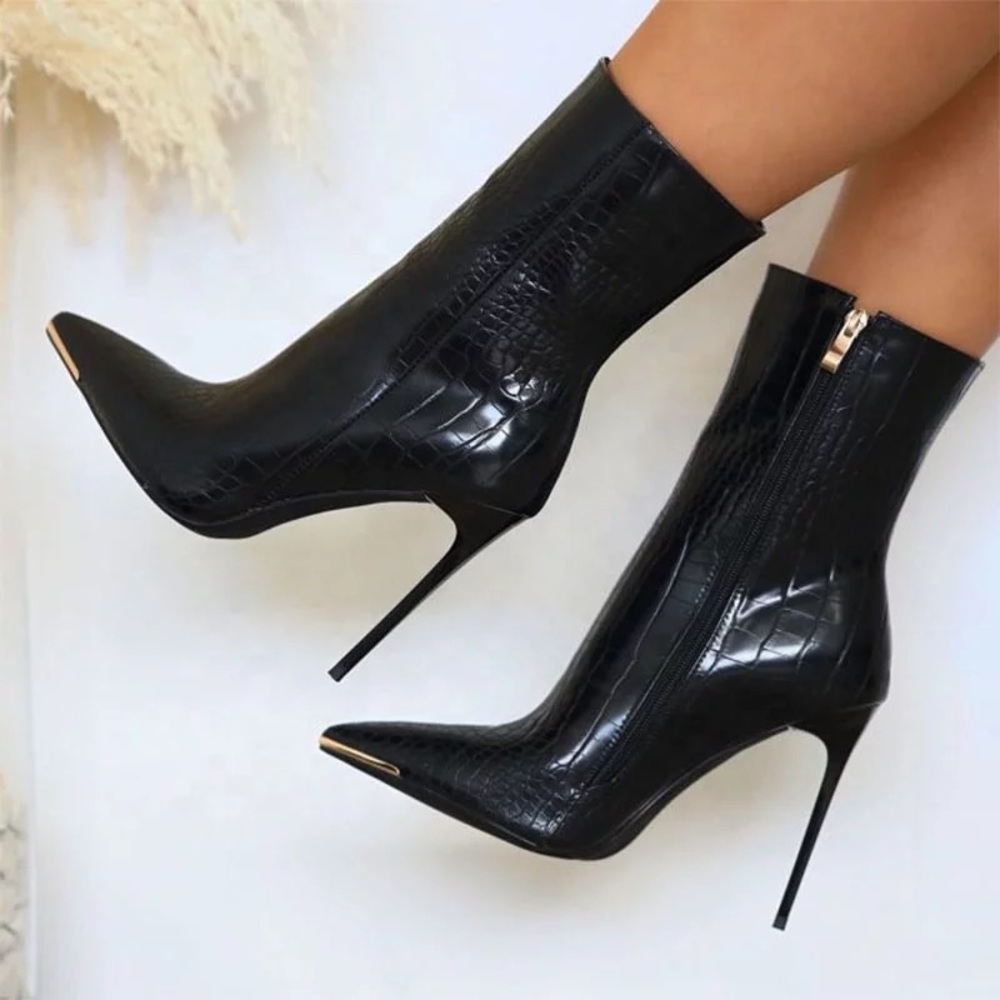 Black Croc Bootie
